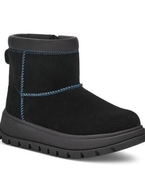 Koolaburra Black Suede Ankle Boot with Blue Stitching